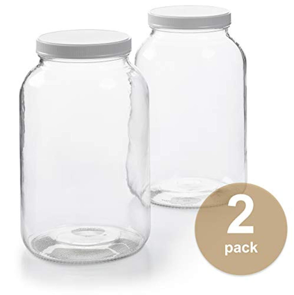 Kombucha Jars Pack of 2 (1 Gallon Glass Jars with BPA-Free Lids