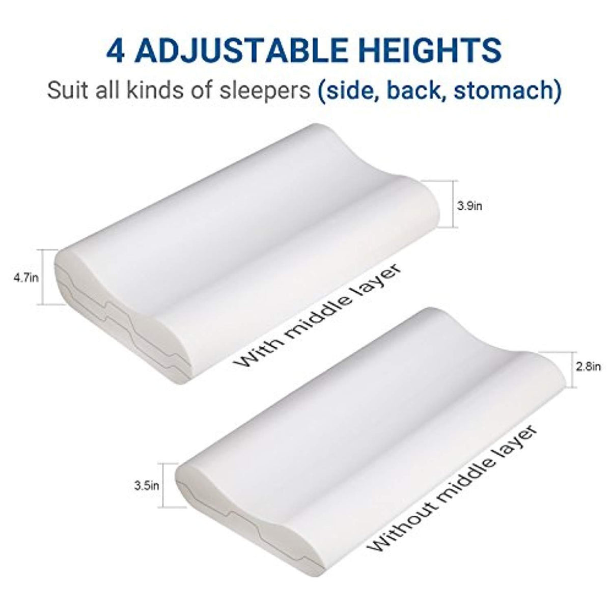 UTTU 2024 Sandwich Pillow, Adjustable Memory Foam Pillow, Bamboo Pillow for Sleepi...