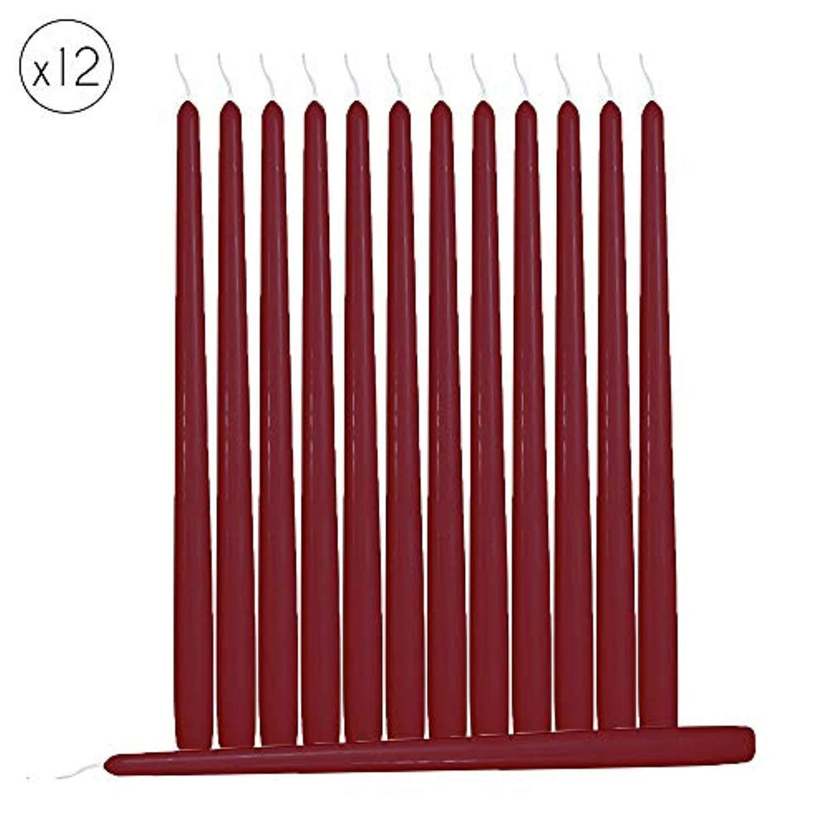 Hyoola 12 Pack Tall Taper Candles 10 Inch Burgundy Dripless, Unscent