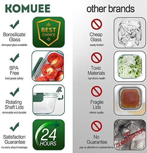 KOMUEE 10 Packs 22 oz Glass Meal Prep Containers with Lids, Airtight Glass  Lunch Containers, BPA Free, Microwave, Oven, Freezer and Dishwasher