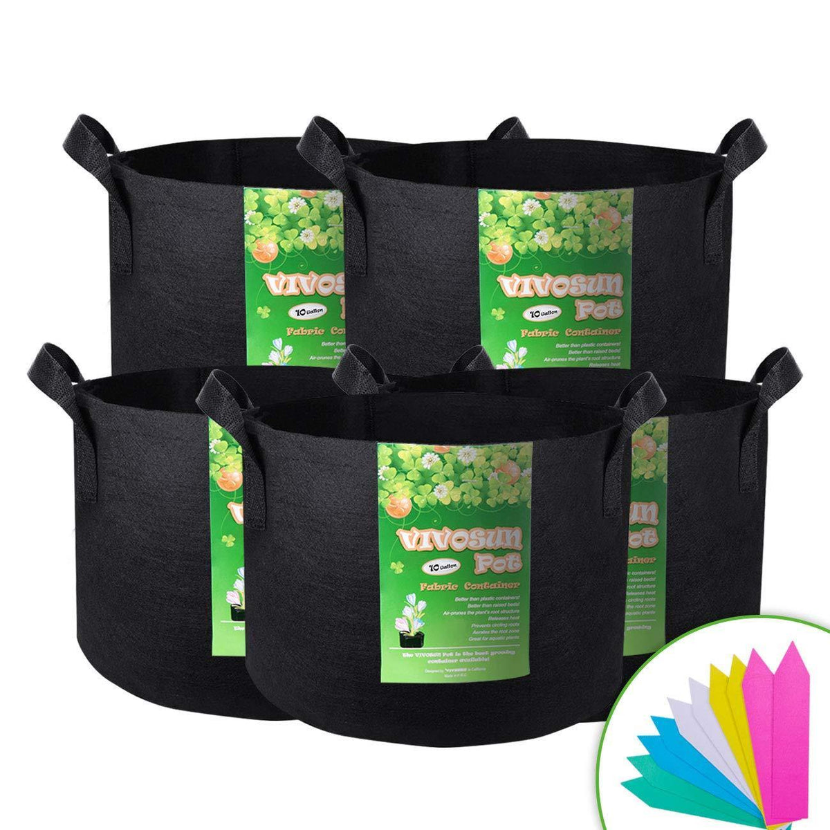 vivosun plant grow bags VIVOSUN 5-Pack 10 Gallon Plant Grow Bags, Premium Series Thichkened No –  National Wholesale Products, LLC