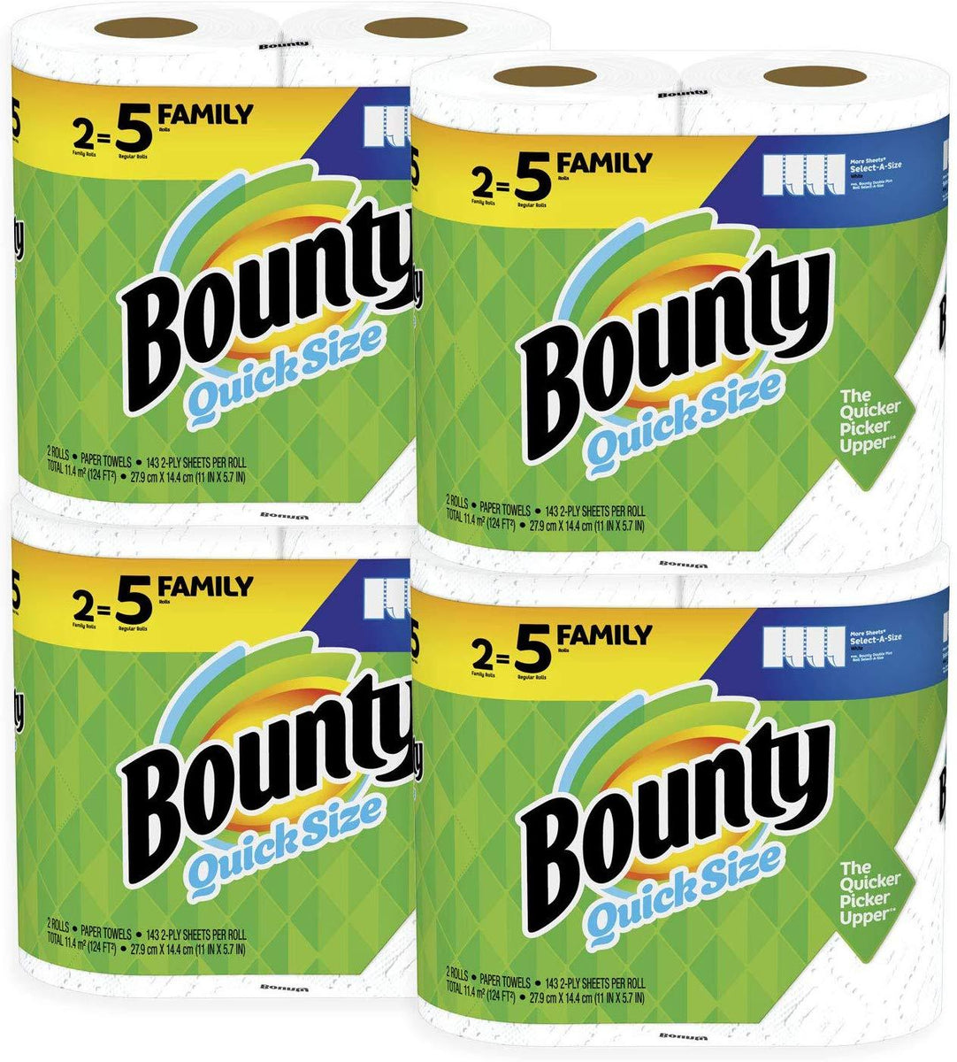 Bounty Quick-Size Paper Towels, White, 12 Family Rolls = 30