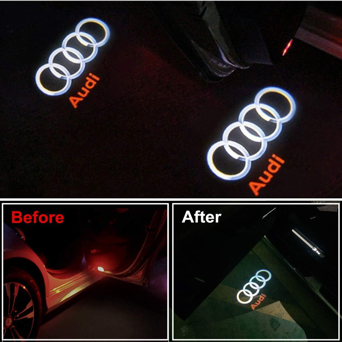Pack of 4 Compatible with Car Door Light Projector Entry Lighting for A1/A3/A4/A4L/A5/A6/A6L/Q3/Q5/Q7/A7/A8/R8/TT,  Door Lighting Projector Accessories : : Automotive