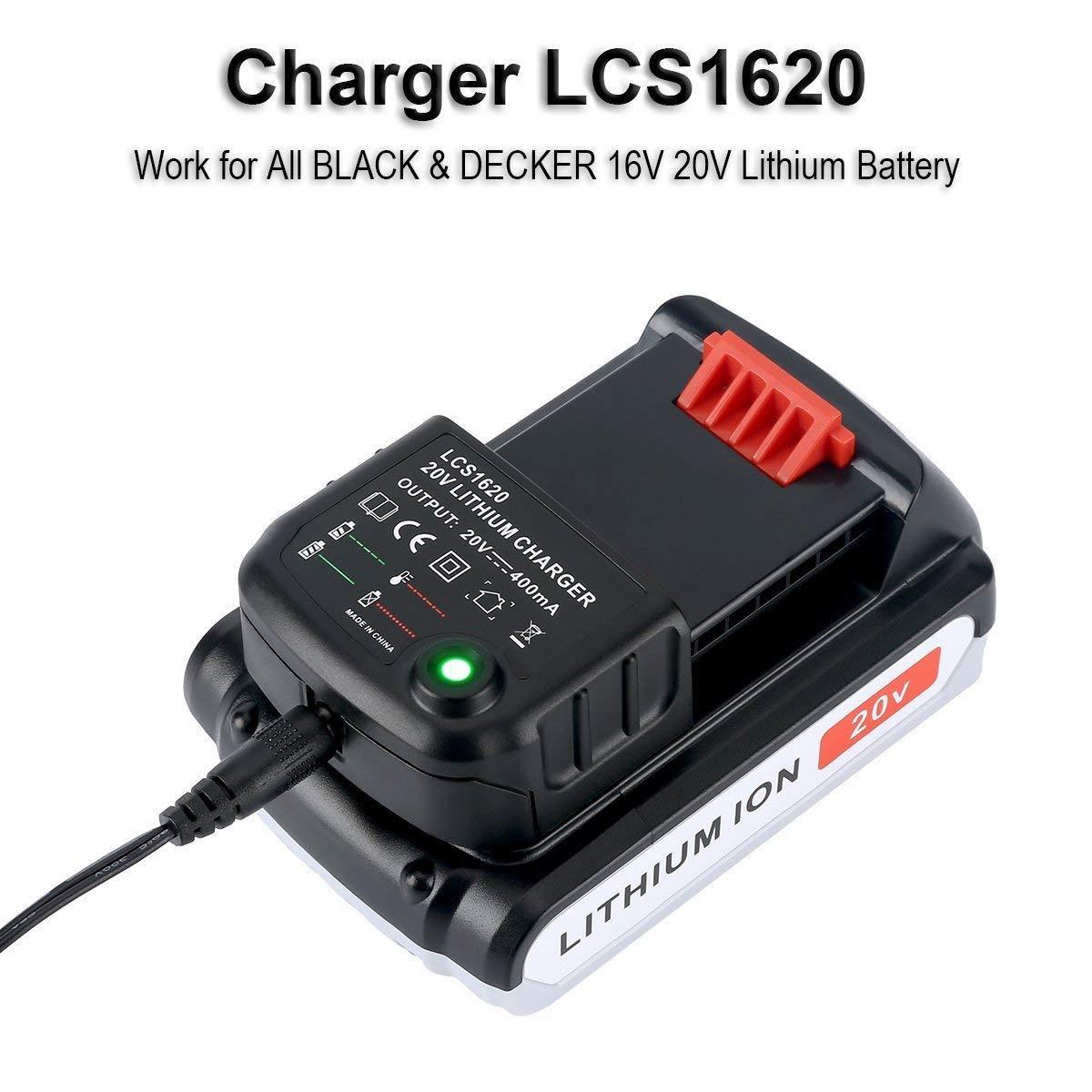 Biswaye LCS1620 Charger Replacement for Black & Decker 20V Lithium Battery  Charger Compatible with B…See more Biswaye LCS1620 Charger Replacement for