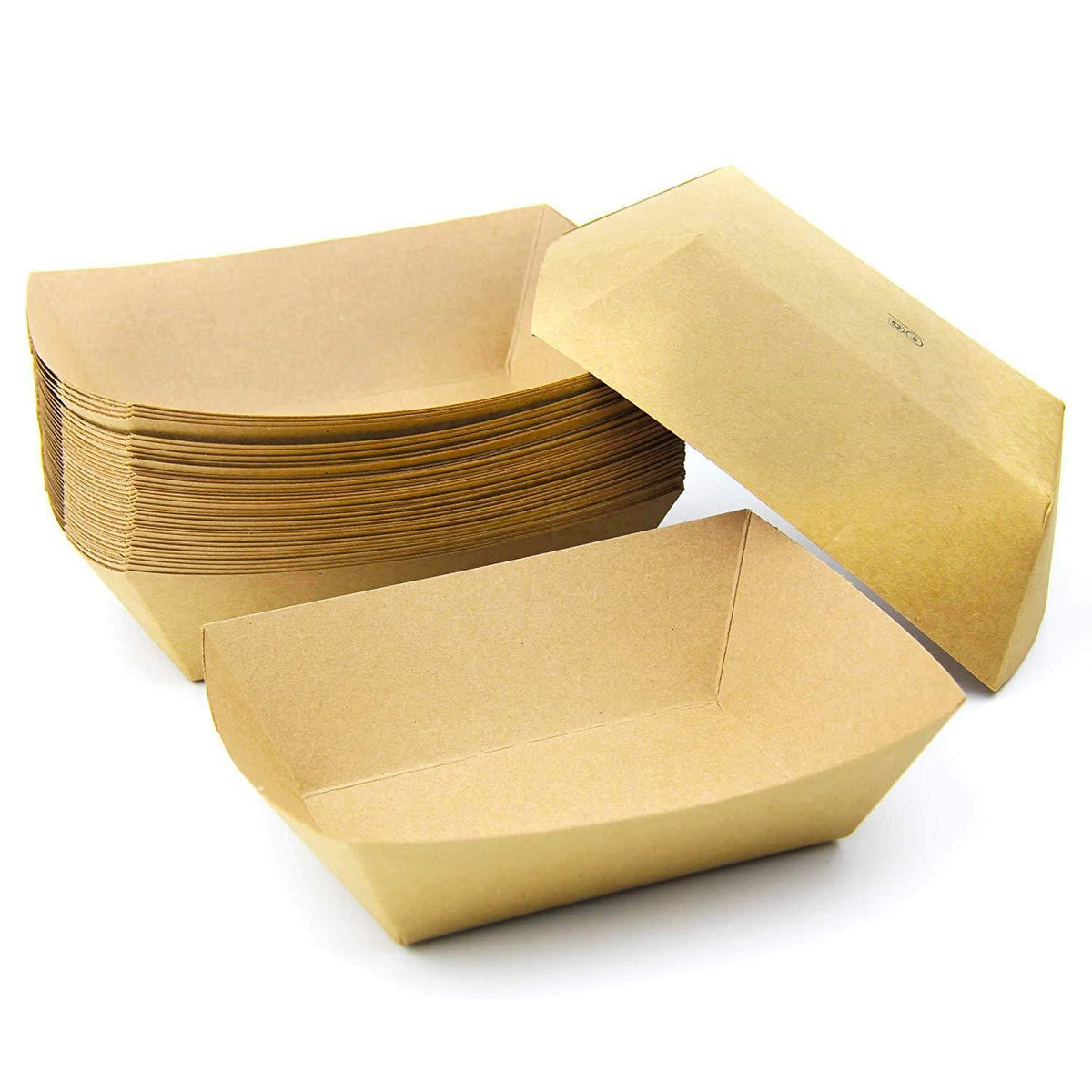 [250 Pack] 1 lb Heavy Duty Disposable Kraft Brown Paper Food Trays Grease  Resistant Fast Food Paperboard Boat Basket for Parties Fairs Picnics