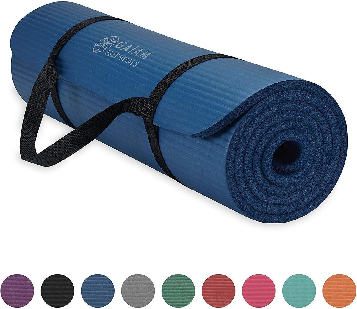 Essentials Thick Yoga Mat Fitness & Exercise Mat with Easy-Cinch Yoga Mat  Carrier Strap, 72L x 24W x 2/5 Inch Thick
