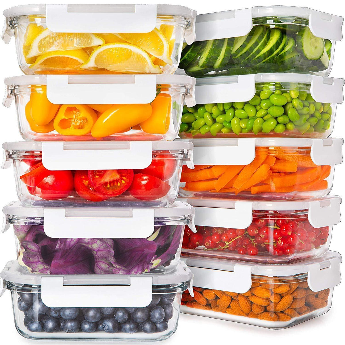 KOMUEE 10-Pack 30 oz Glass Meal Prep Containers - Microwave, and Dishwasher  Safe