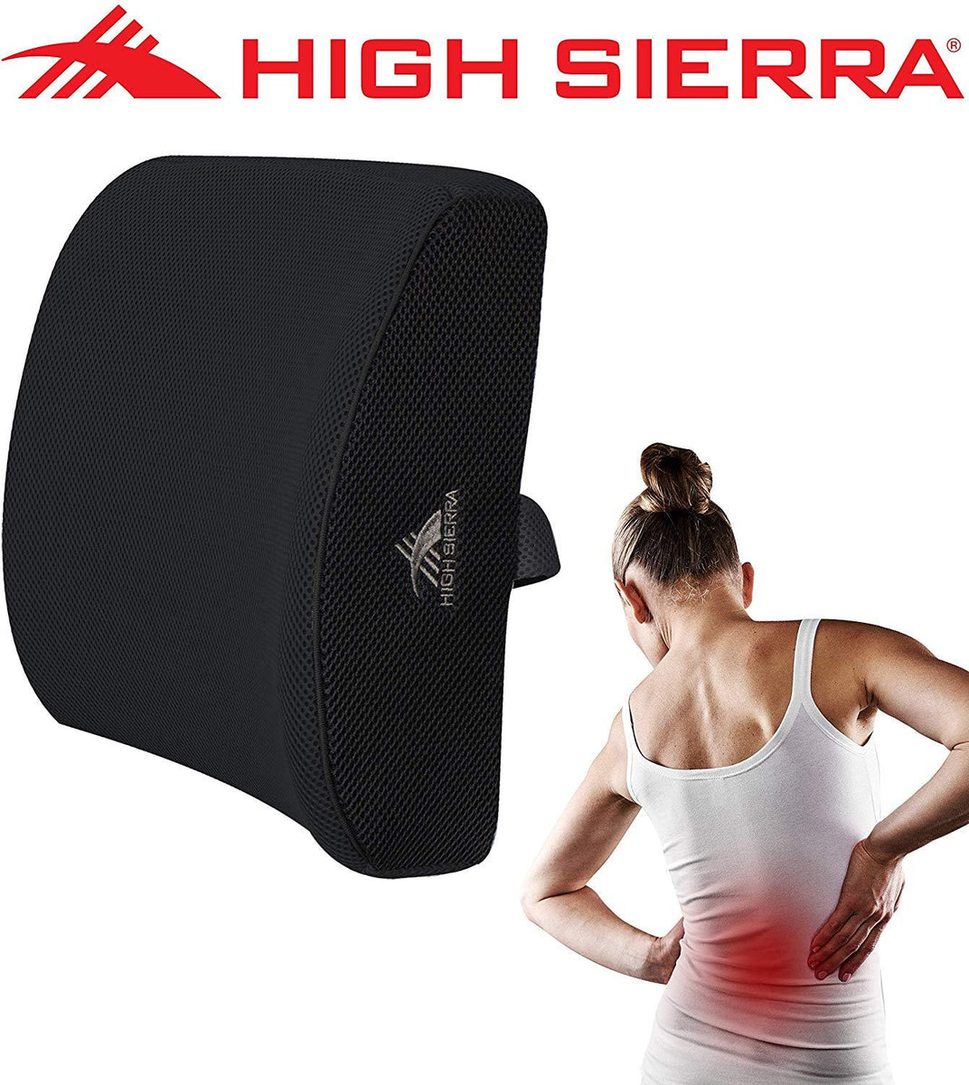 High Sierra HS1434 Full Size Ergonomic Back Support Pillow Relieves Pa National Wholesale Products LLC