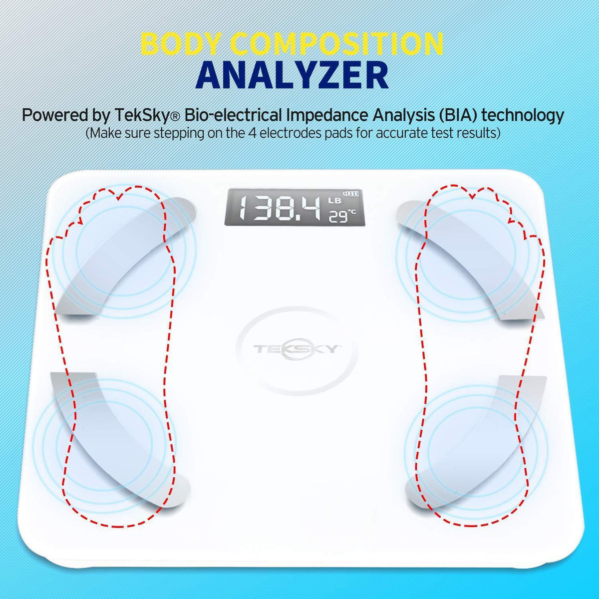 TekSky Smart Body Fat Scale, Wireless Body Composition Monitor with Bl ...