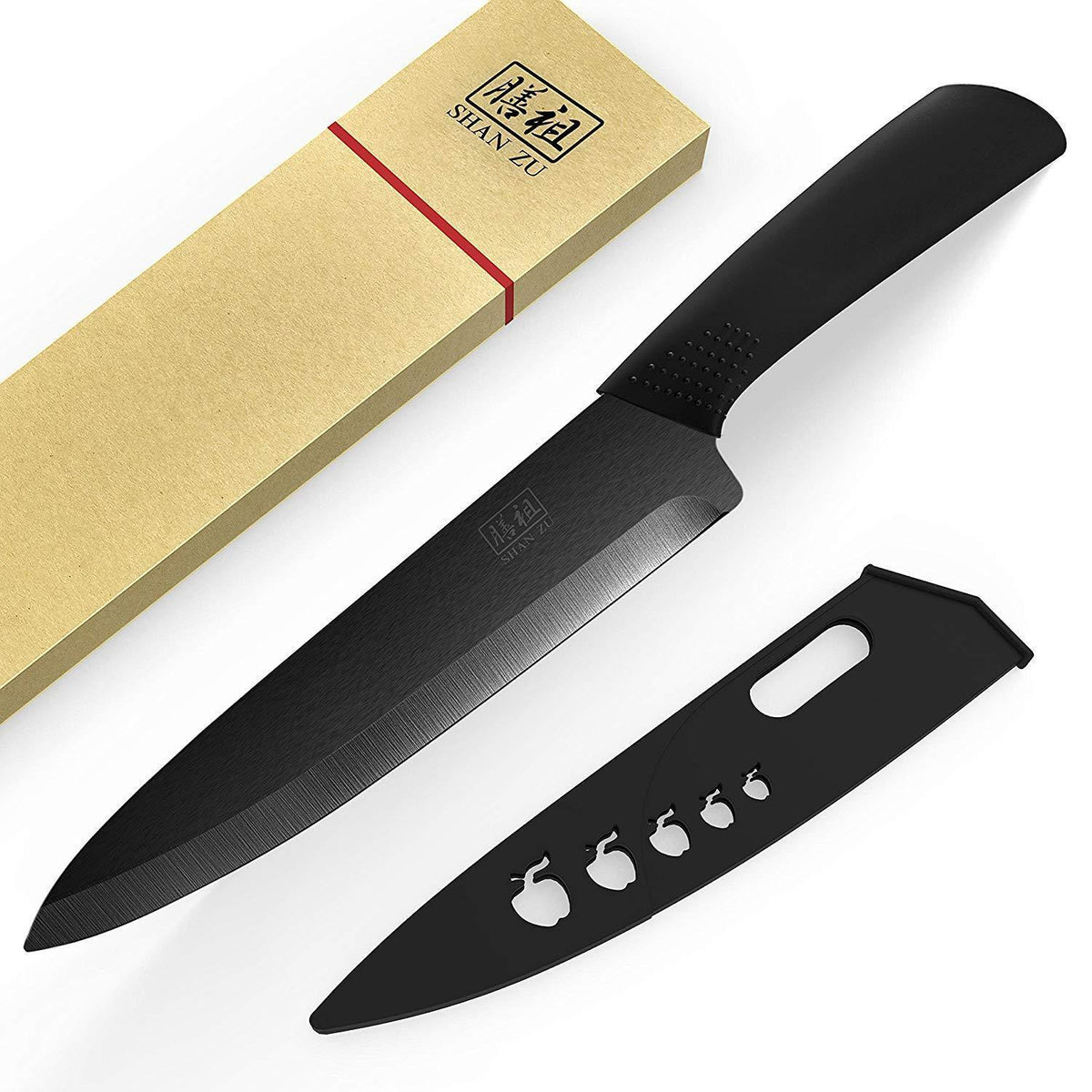 SHAN ZU Ceramic Knife 8 Inch Black Zirconium Blade Black Ergonomic Han –  National Wholesale Products, LLC