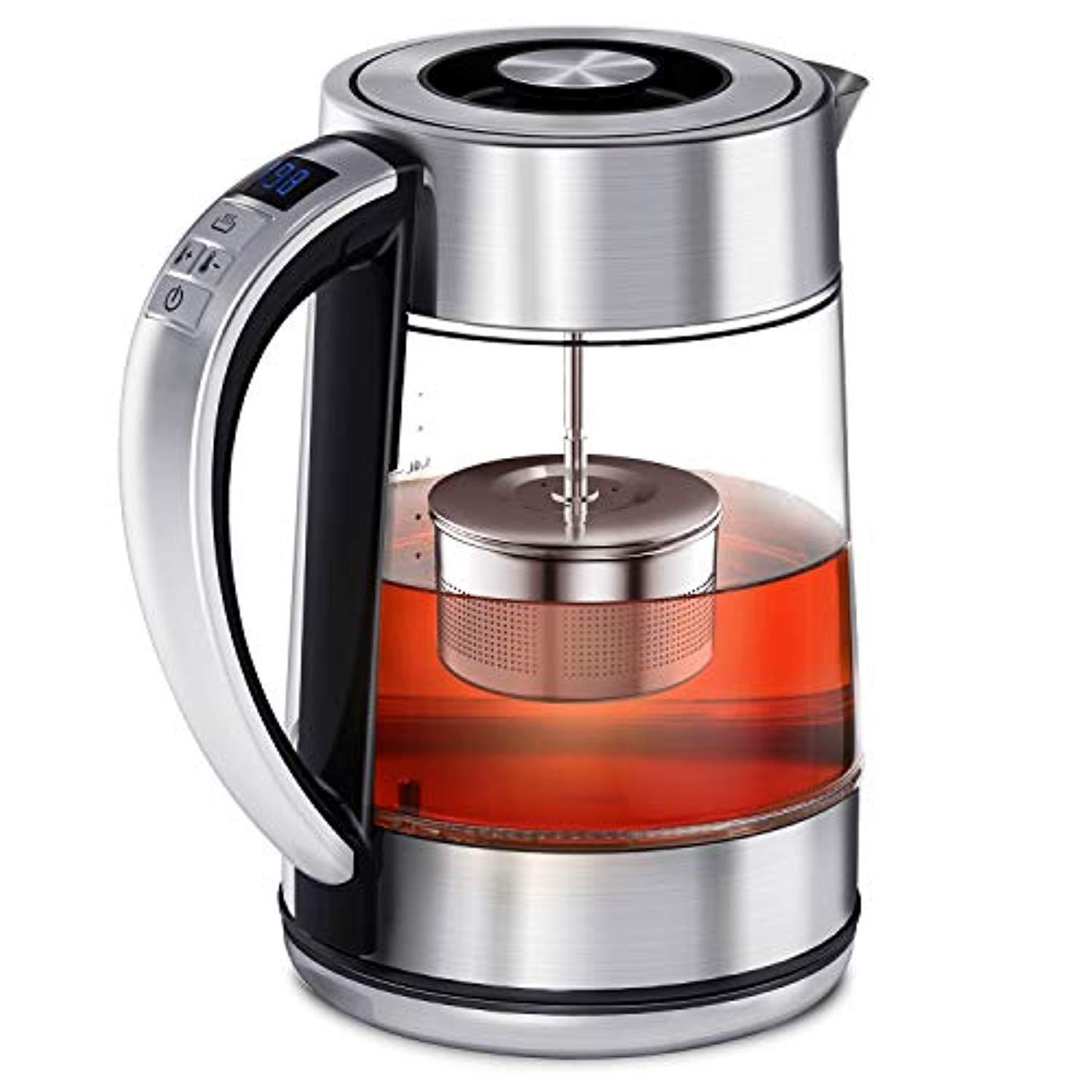 CISNO in Electric Tea Kettle With Infuser, Glass and Stainless