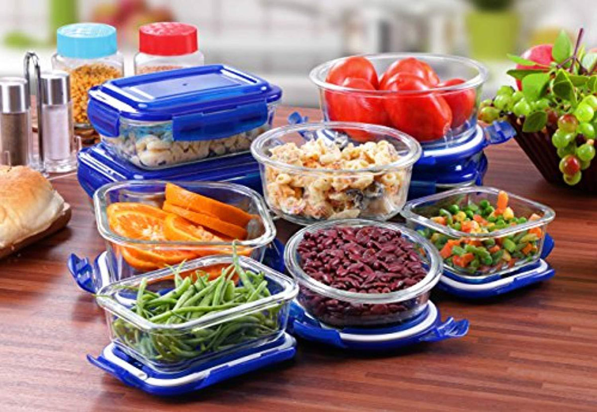 Utopia Kitchen Glass Food Storage Container Set - Blue - 18 Pieces Set ...