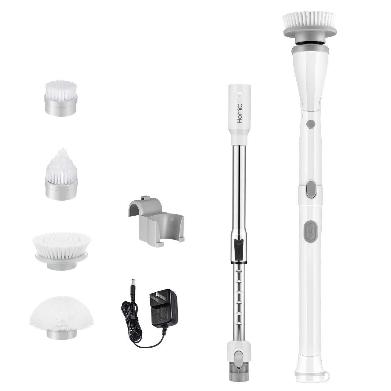 Electric Cleaning Brush, Rechargeable Electric Spin Scrubber Power  Scrubber, 360 Degree Handheld Cleaning Brush with 4 Replaceable Scrubber  Brush Heads for Bathroom, Tub, Wall Tiles, Floor, Kitchen 