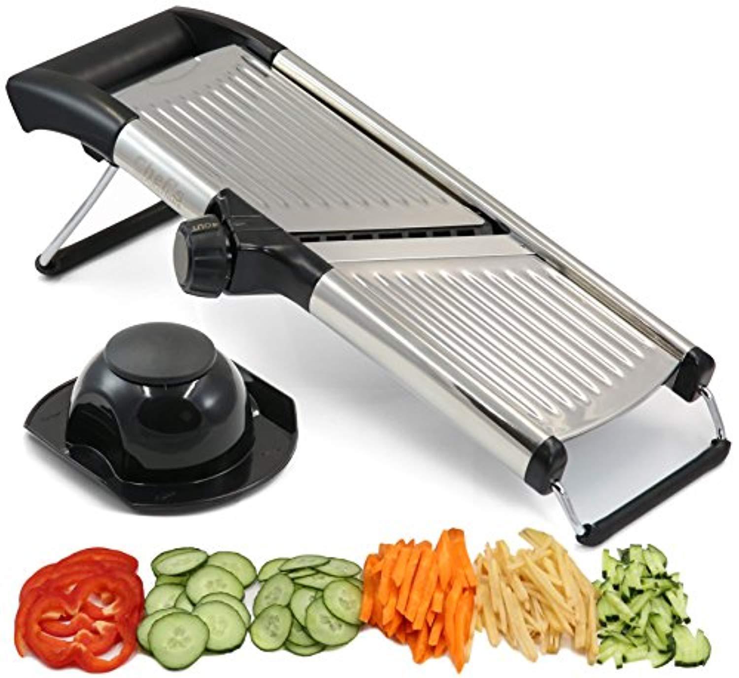 Multifunktions-Handmandoline – Verstellbare Edelstahlklinge (1/2/3 Mm), Rutschfester Griff, Grau