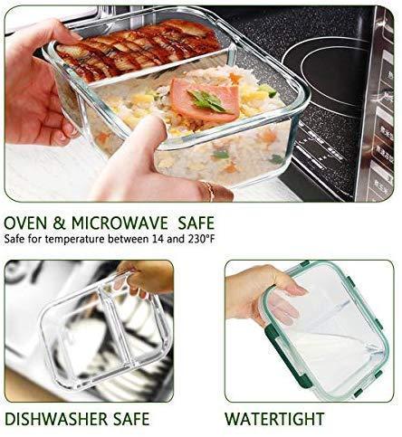 Glass Meal Prep Containers [5-Pack,36oz] - KOMUEE Food Prep Containers ...
