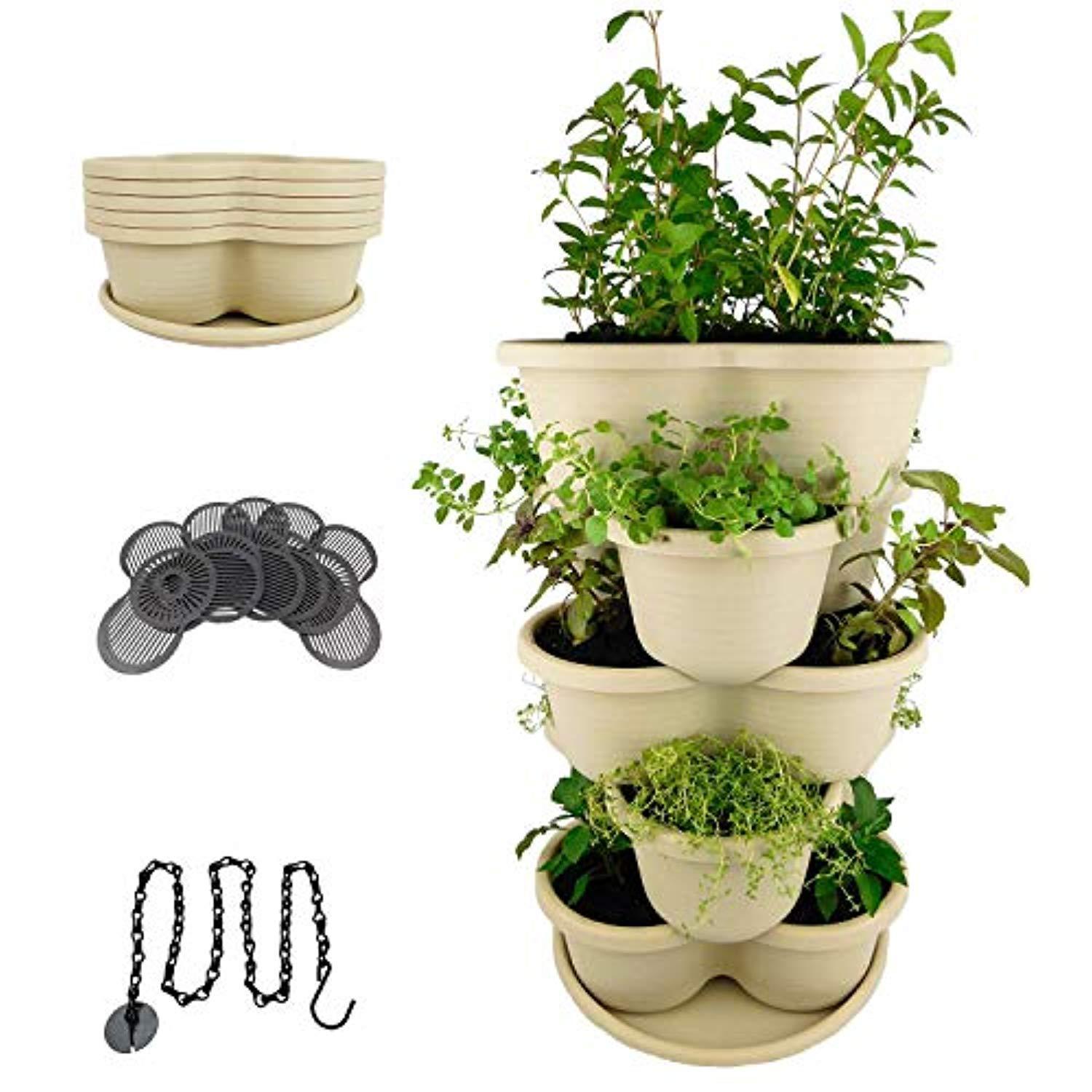 Amazing Creation Stackable Planter Vertical Garden for Growing Strawberries, Herbs, Flowers, Vegetables and Succulents