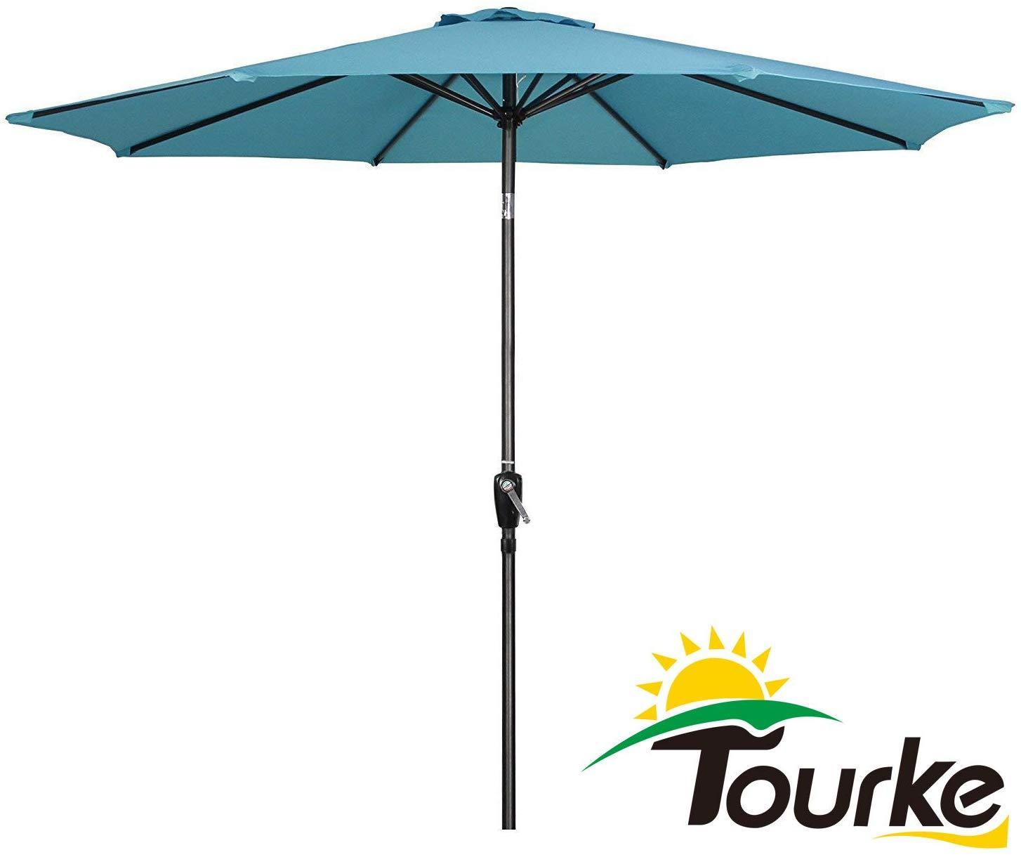 9 ft dark teal patio umbrella Tourke 9 Ft Patio Umbrella Outdoor Table Umbrella Crank, 8 Rids, Push –  National Wholesale Products, LLC