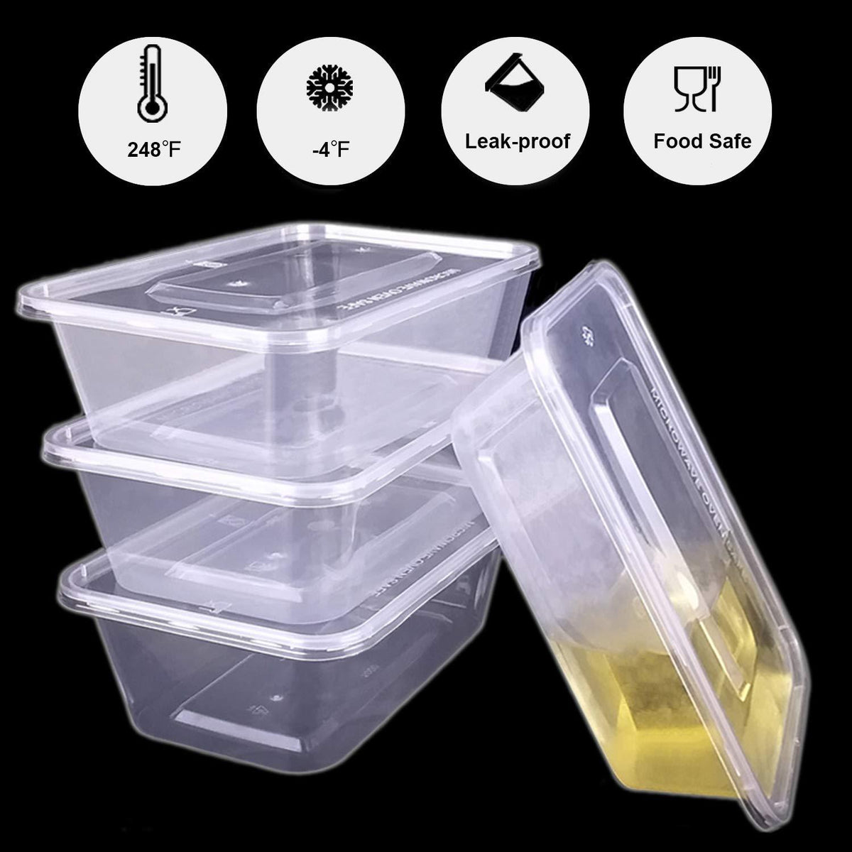Tosnail 50 Pack 25 oz. Plastic Food Storage Containers with Lids Meal ...