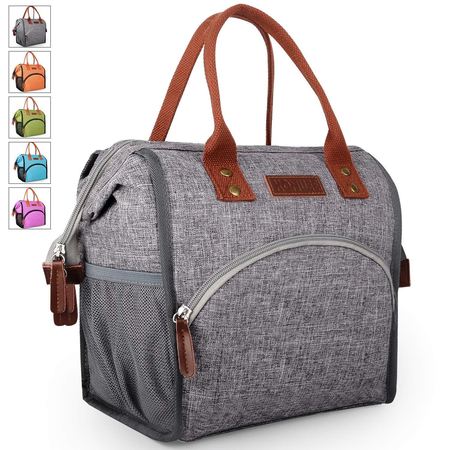 LOKASS Lunch Bag Insulated Lunch Box Wide-Open Lunch Tote Bag Large Drinks Holde