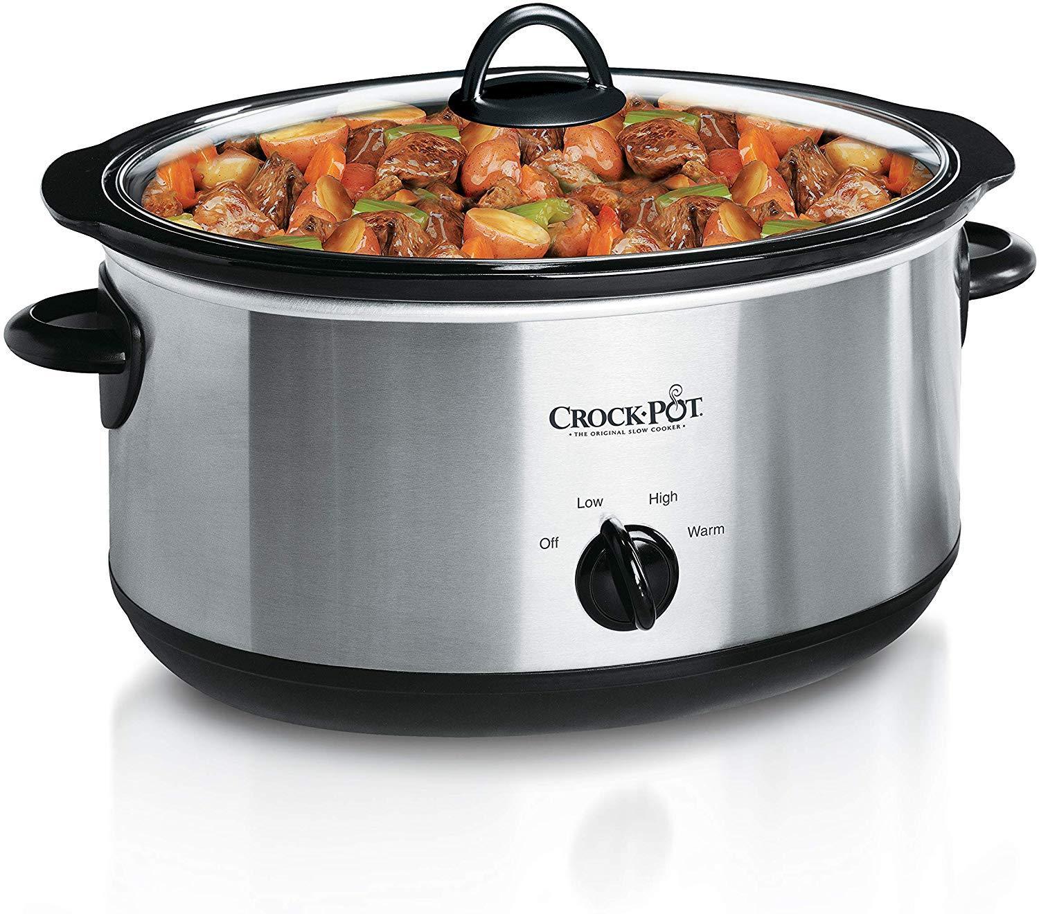 Crock-pot オーバル 手動 スロークッカー 8クォート ステンレススチール (SCV800-S) Large 8 Quart Oval Manual Slow Cooker Crockpot Oval Manual Slow Cooker, 8 quart, Stainless Steel (SCV800