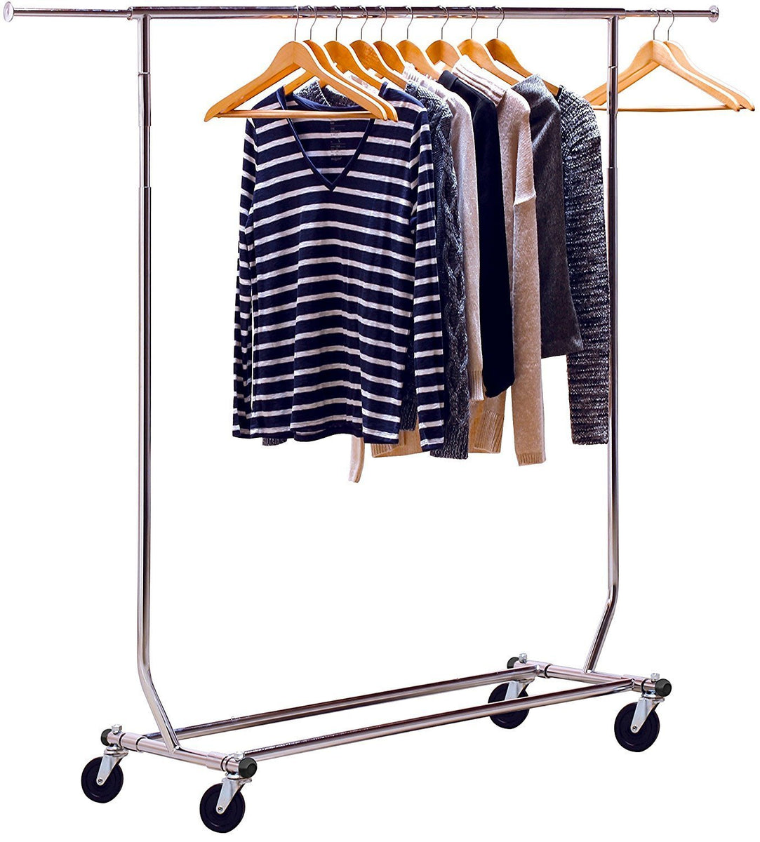 DecoBros Supreme Commercial Grade Double Rail Garment Rolling Rack, Ch ...